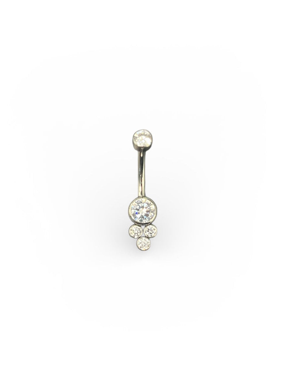 Navel Jewellery With Clear Cz Gems
