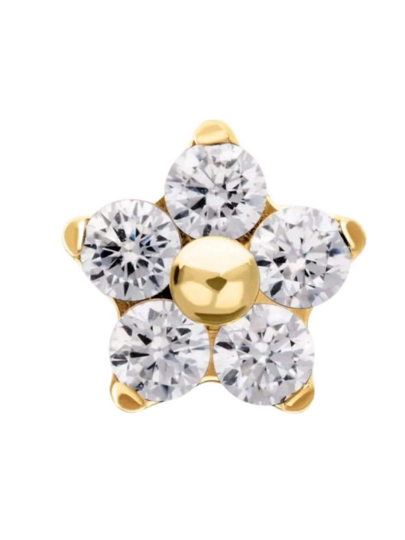 Gold Titanium Flower CZ
