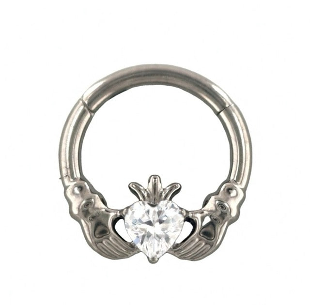 Clear 'Claddagh' Hinged Segment Ring