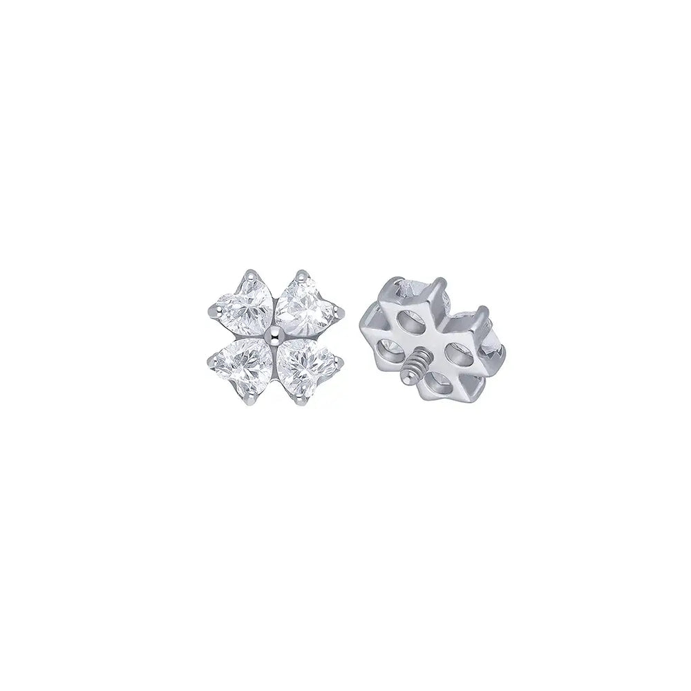 Keri Clover CZ earrings featuring sparkling gems, perfect for trendy piercing styles.