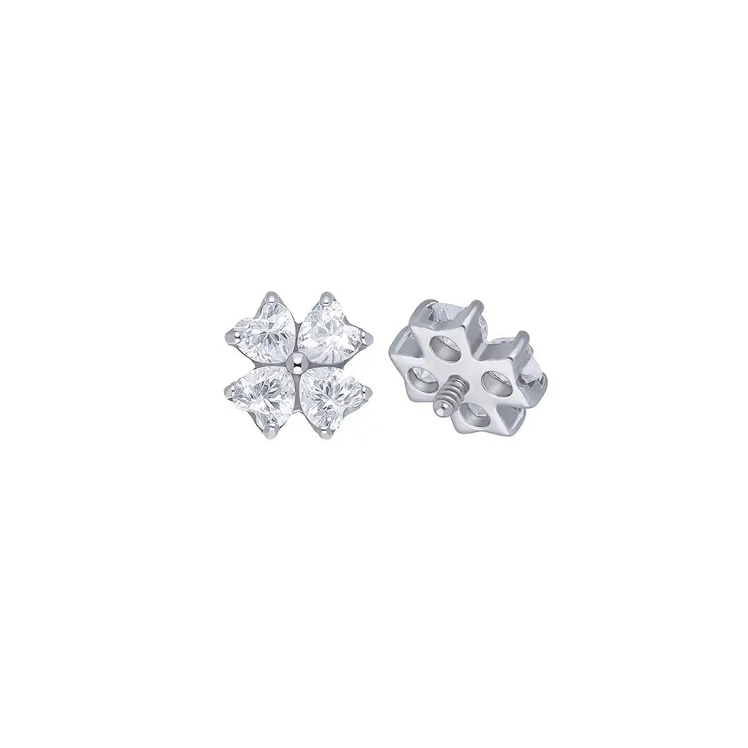 Keri Clover CZ earrings featuring sparkling gems, perfect for trendy piercing styles.