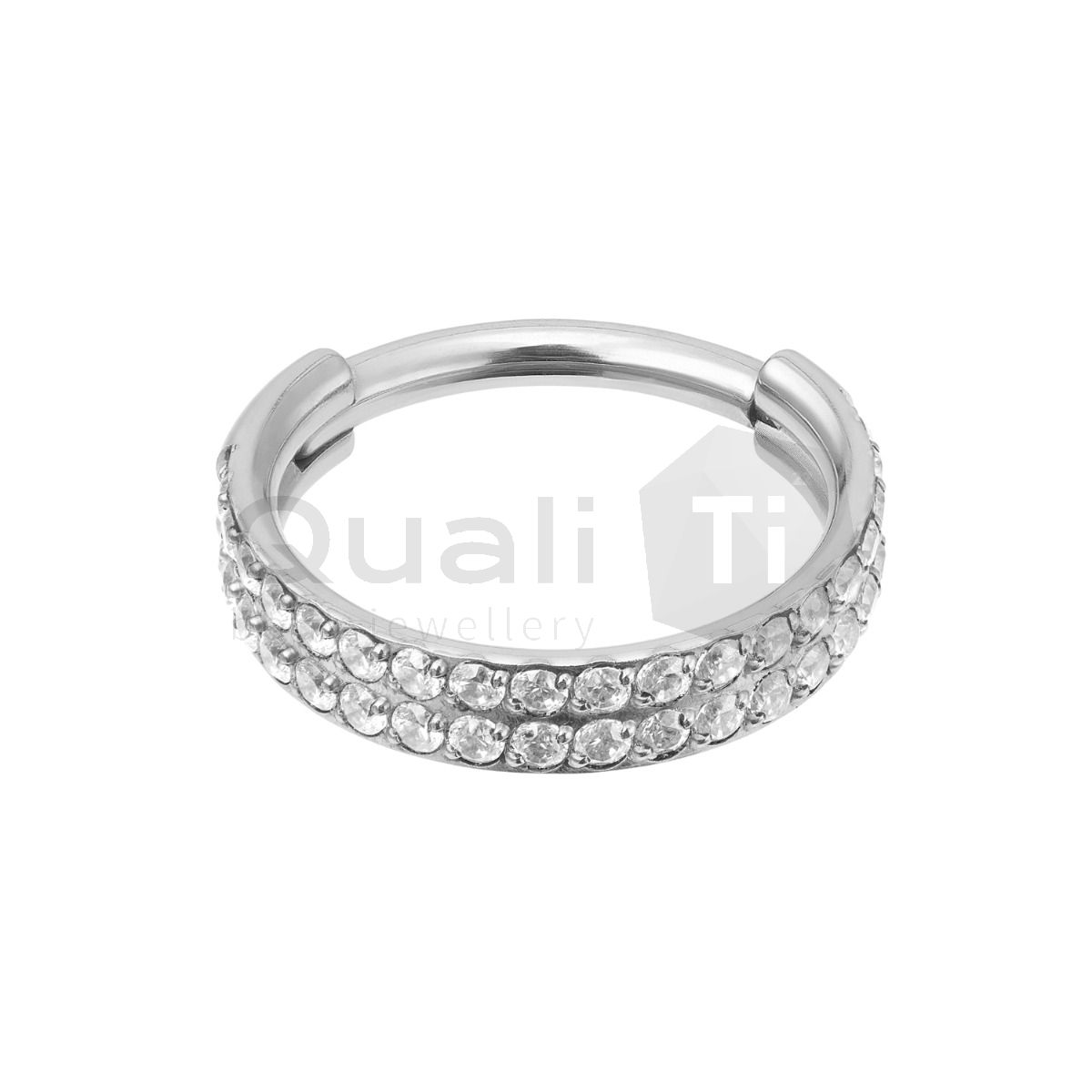 Double Pavé Set Cubic Zirconia Hinged Ring