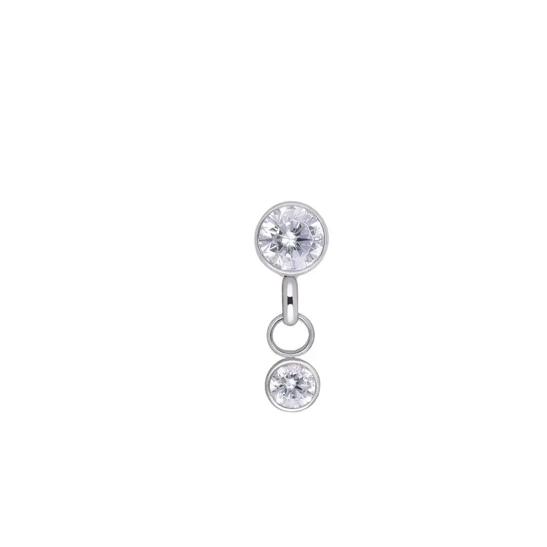 Double Bezel Pendent featuring two sparkling stones, ideal for piercing jewelry.