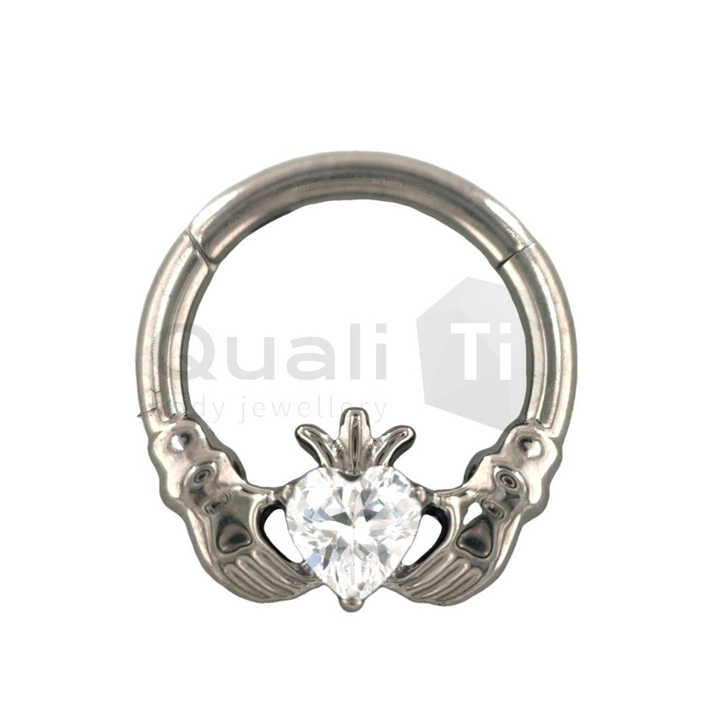 Clear 'Claddagh' Hinged Segment Ring