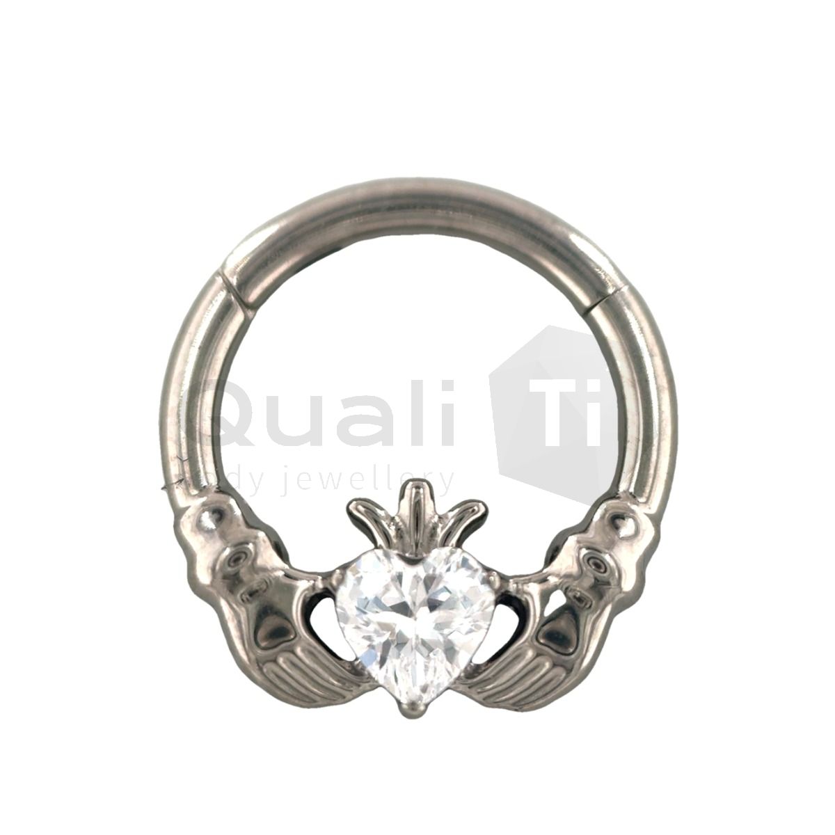 Clear 'Claddagh' Hinged Segment Ring