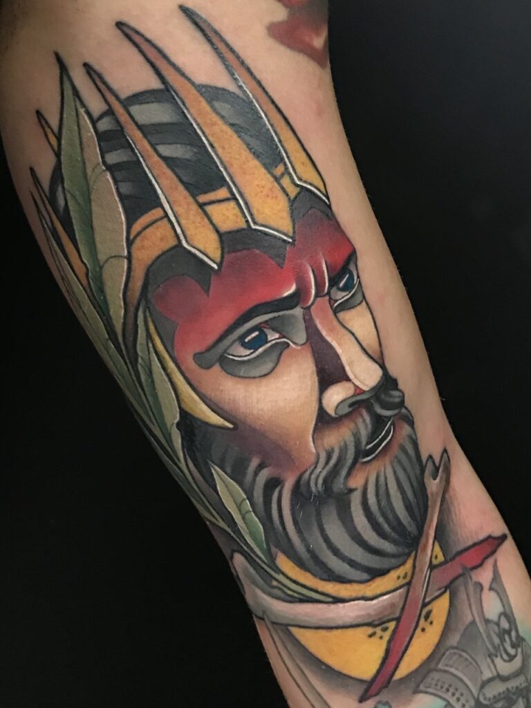 Neotraditional warrior tattoo
