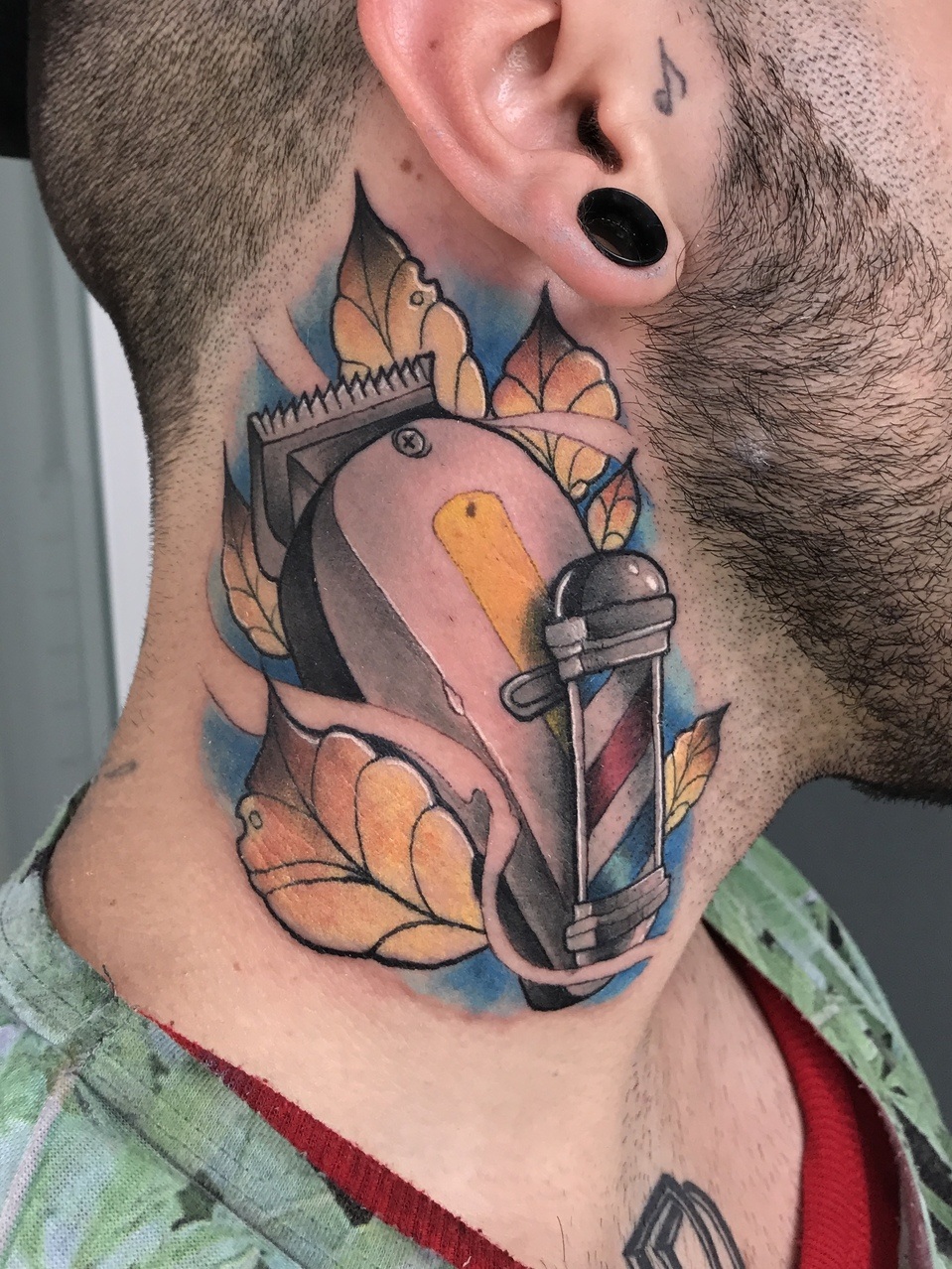 Neotraditional barberr tattoo