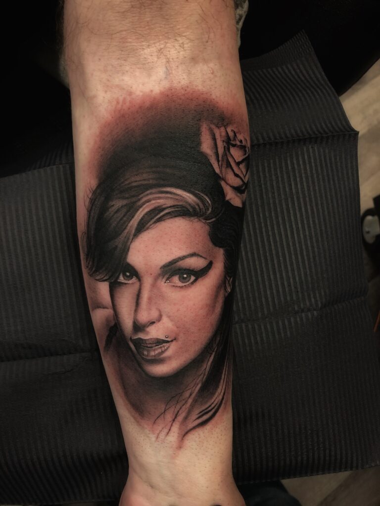 Amy Winehouse Portrait Tattoo