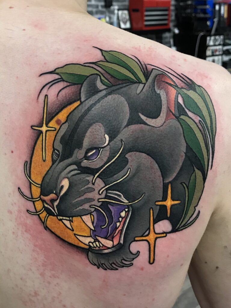 Panther neotraditional tattoo