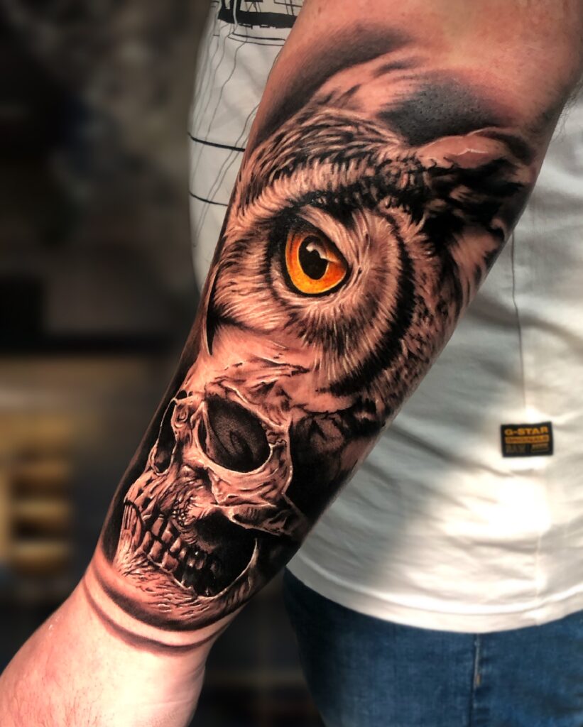 Owl-skull tattoo